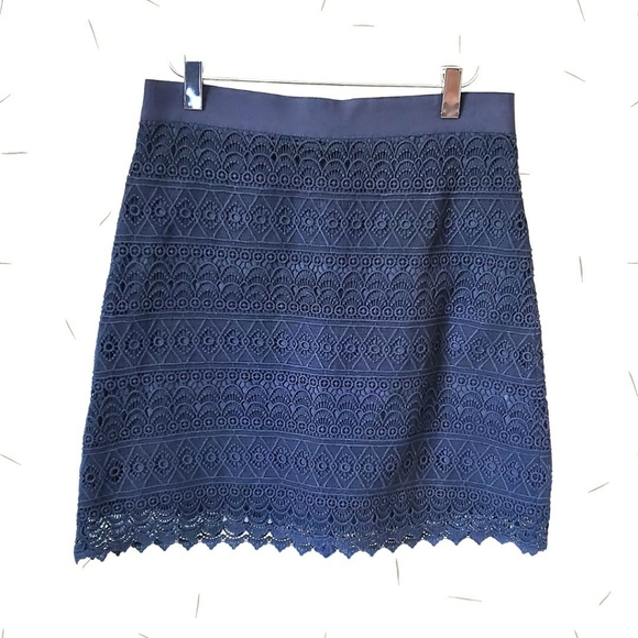 LOFT Lace Mini Skirt in Navy Blue - Picture 3 of 3